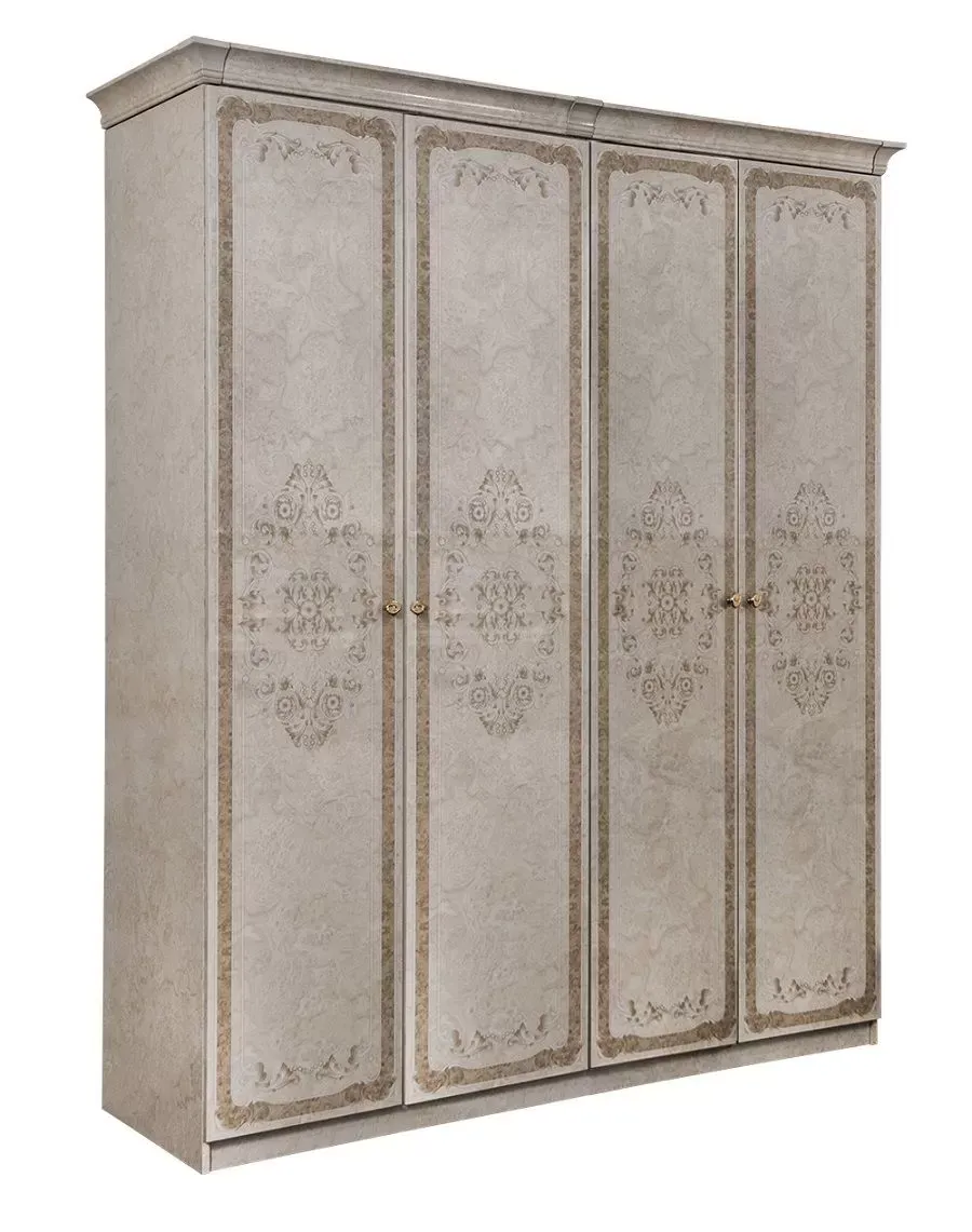 Шкаф Патрисия 4-дверный (2+2) без зеркал крем корень глянец