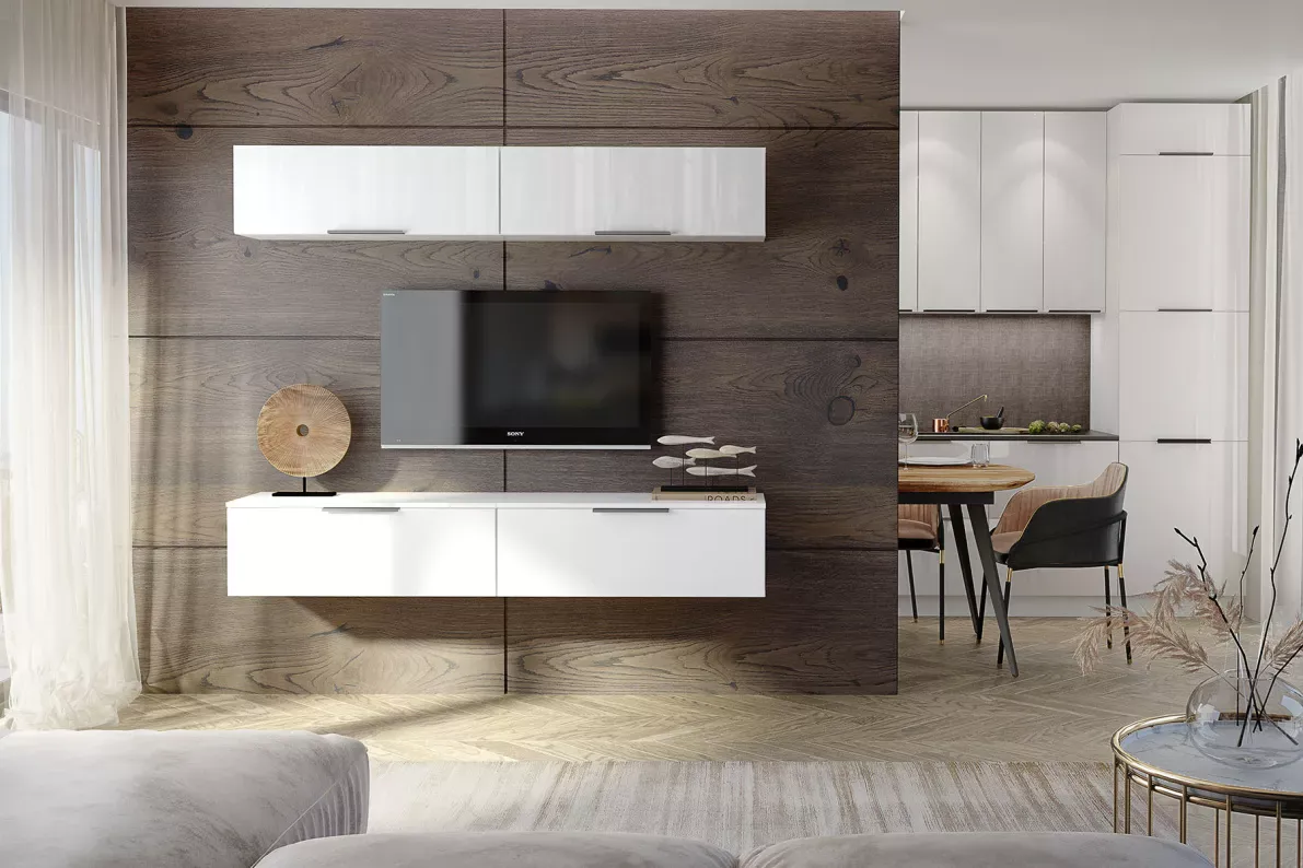 Гостиная Слайд композиция 4 Белый глянец