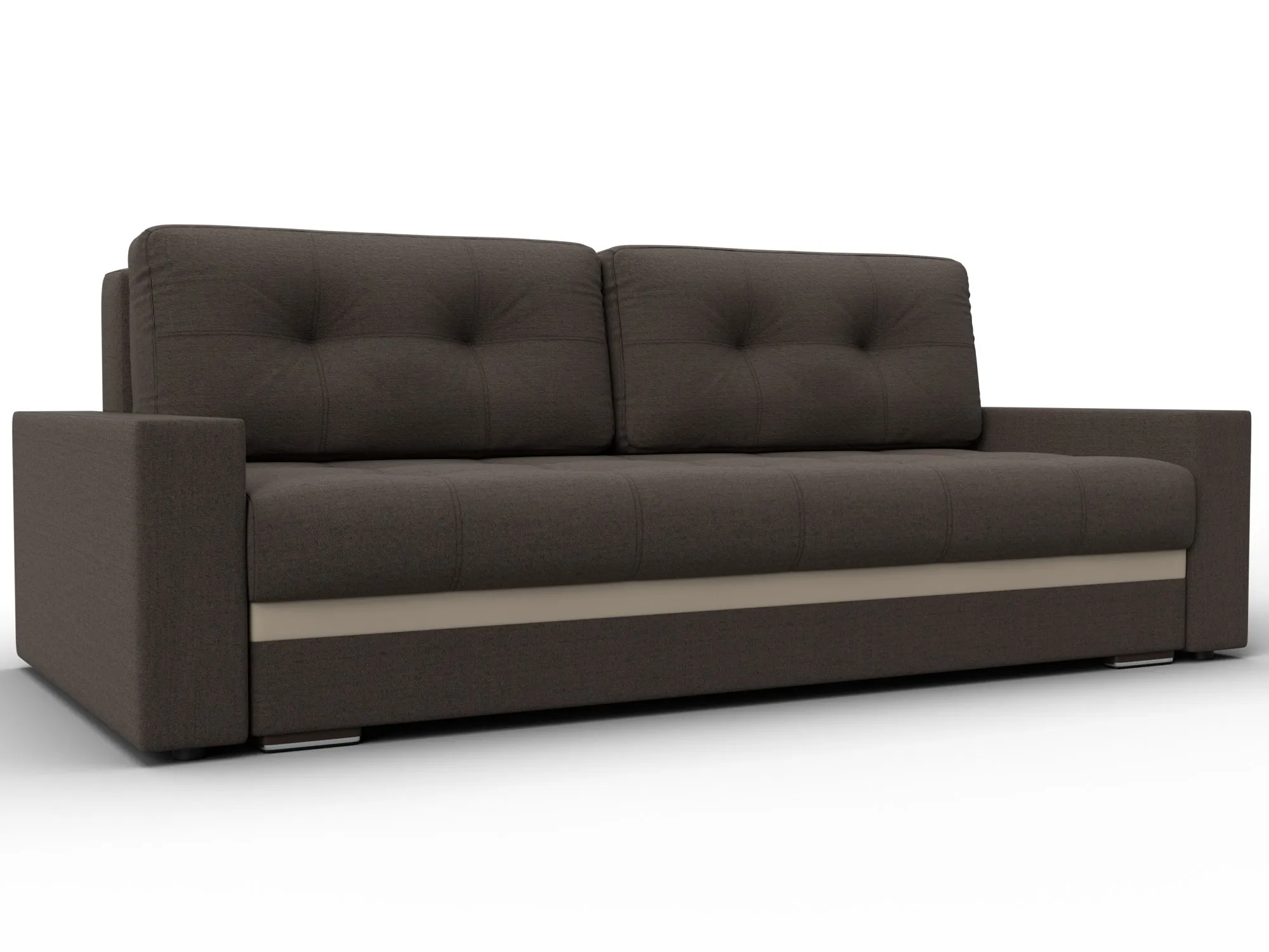 Диван прямой с декором Лига-096 НПБ ( Амур 05 коричневый;бежевый )