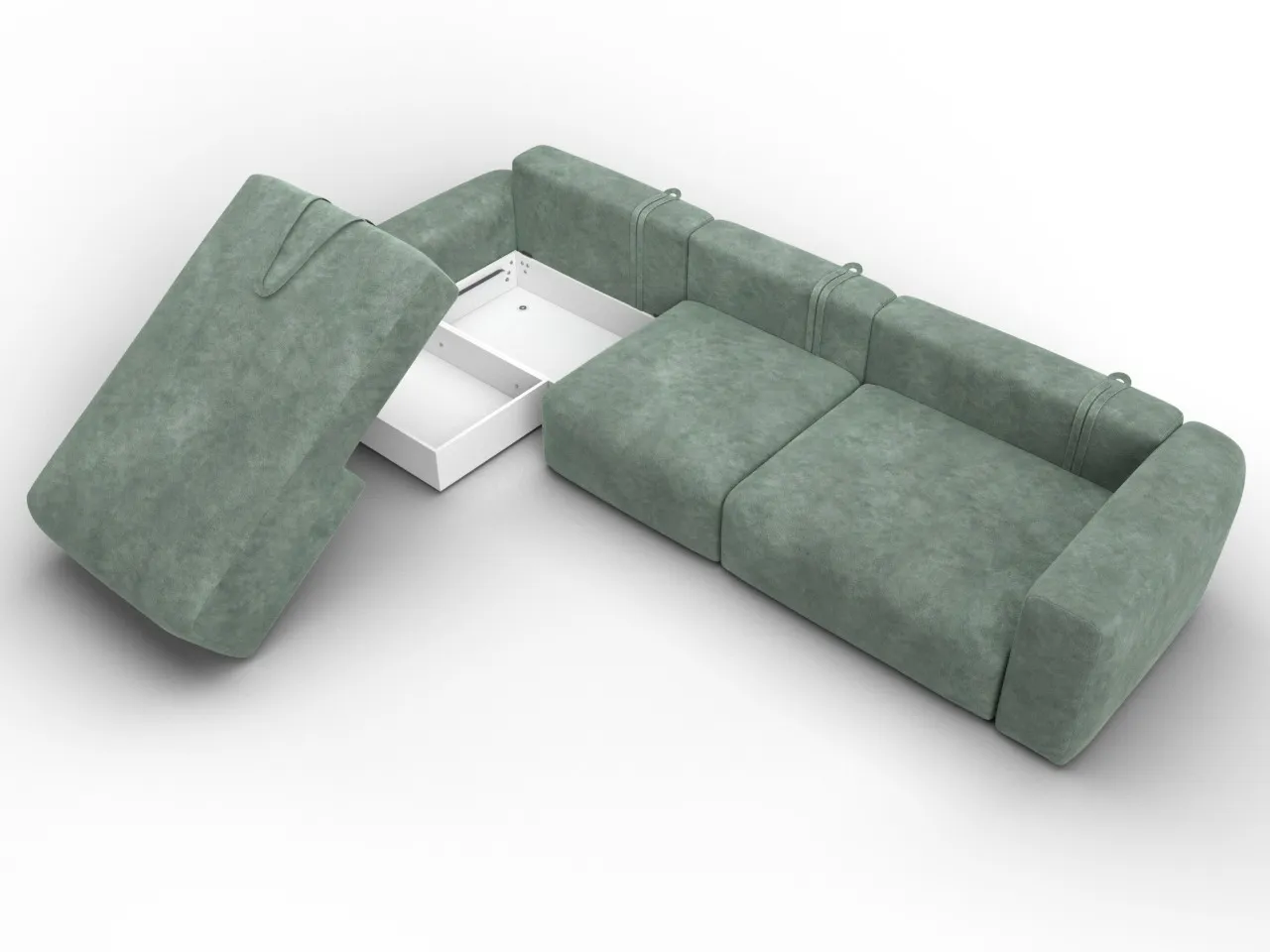 Диван угловой Лига-066 НПБ Лонг угол левый ( BRUT 08 зеленый )