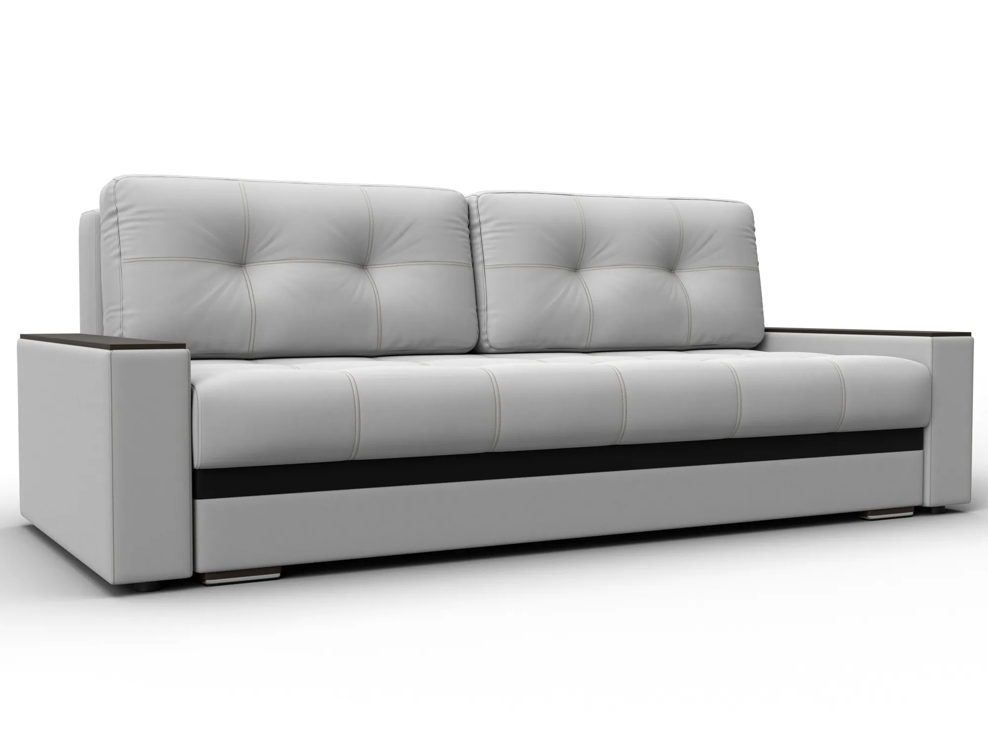 Диван прямой с декором Лига-096 НПБ ( Белый;Черный )