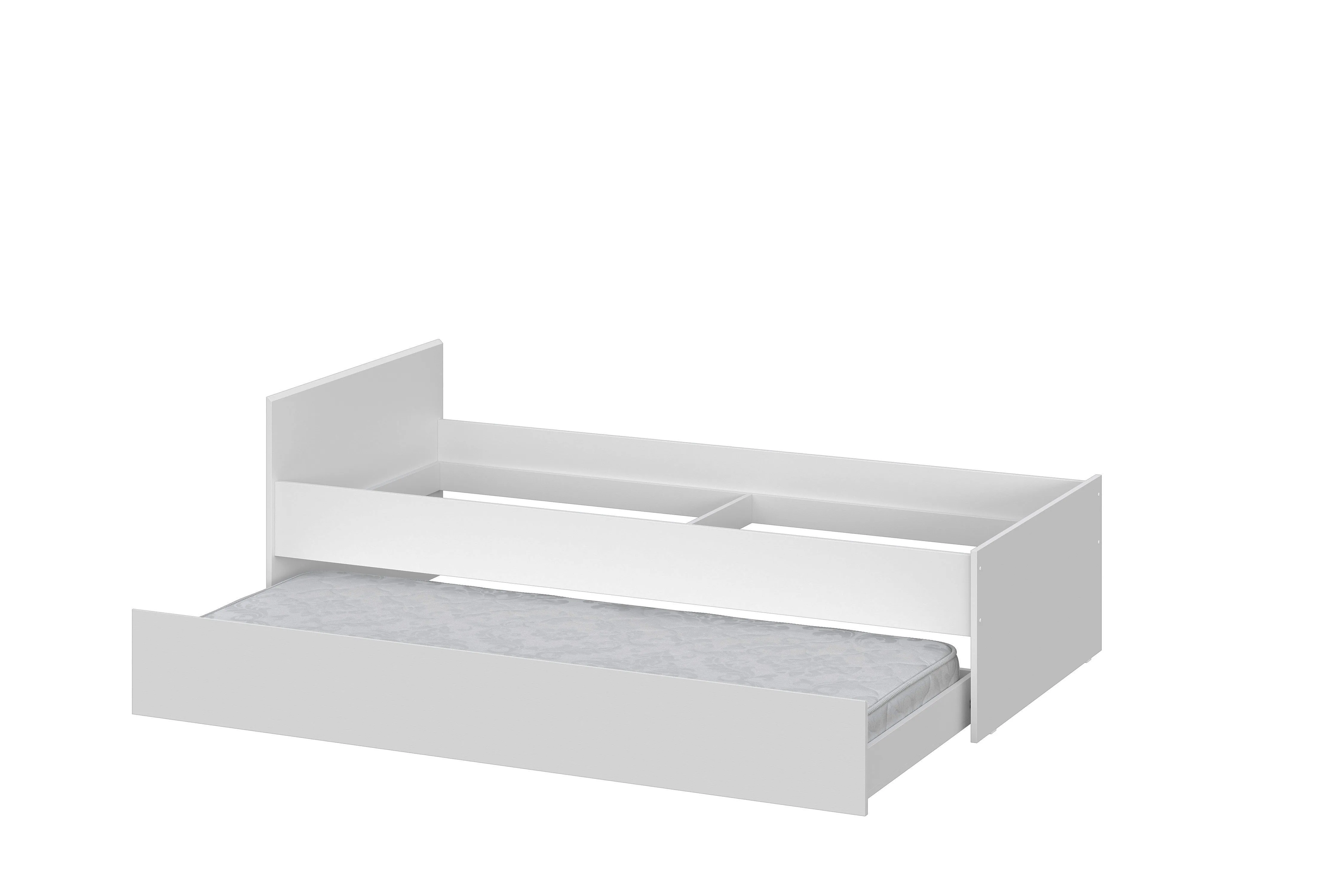 Кровать одинарная с выкатной кроватью  (0,9 x 2,0)  Токио Белый текстурный