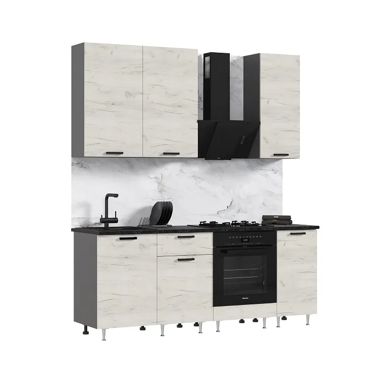 Кухня Рио New 2,0/900 (490) комп №2 ЛДСП Дуб крафт белый, Графит (Кастилло темный)