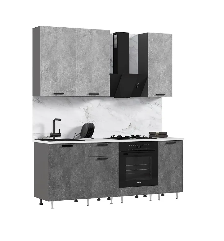Кухня Рио New 2,0/900 (490) комп №2 ЛДСП Бетон светлый/Бетон темный, Графит (Антарес)