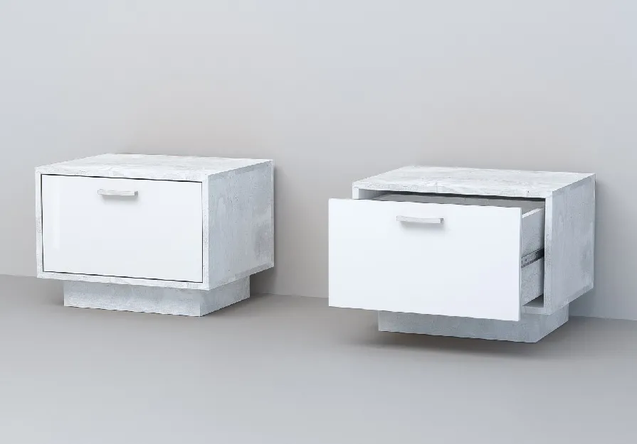 Тумба Т-5 ПД Эго Бетон Светлый/Белый Глянец