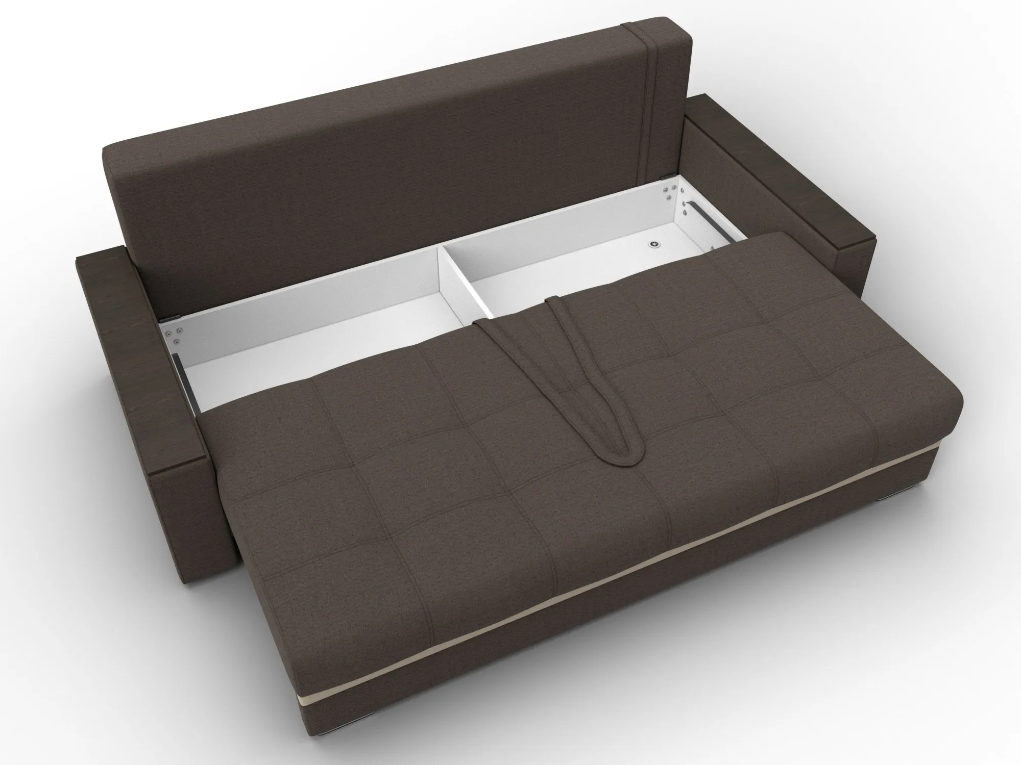 Диван прямой с декором Лига-096 НПБ ( Амур 05 коричневый;бежевый )