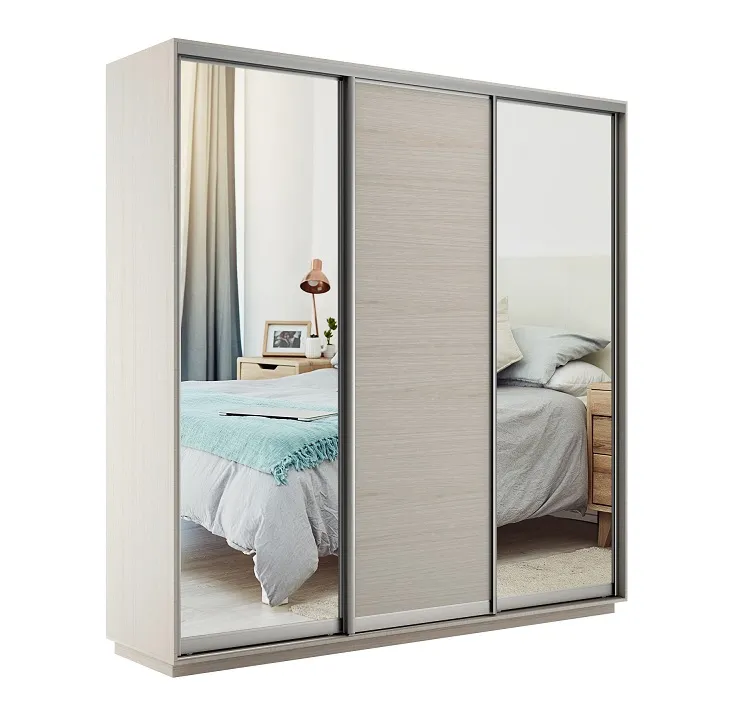 Шкаф-купе Экспресс трио 1 зеркало 2400 (ясень шимо светлый)