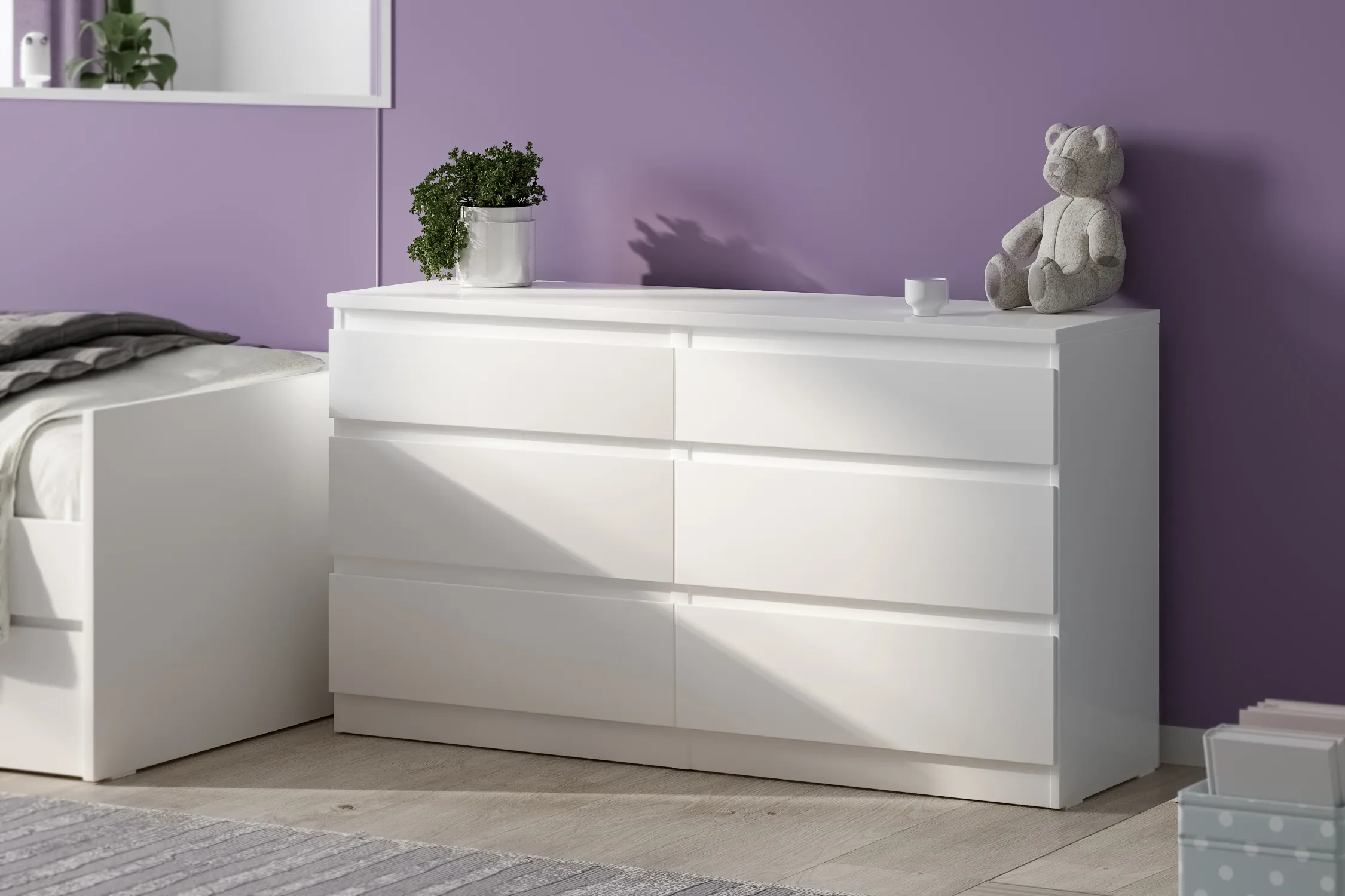 2.03.02.080.1 КАСТОР комод 6 ящиков RU белый