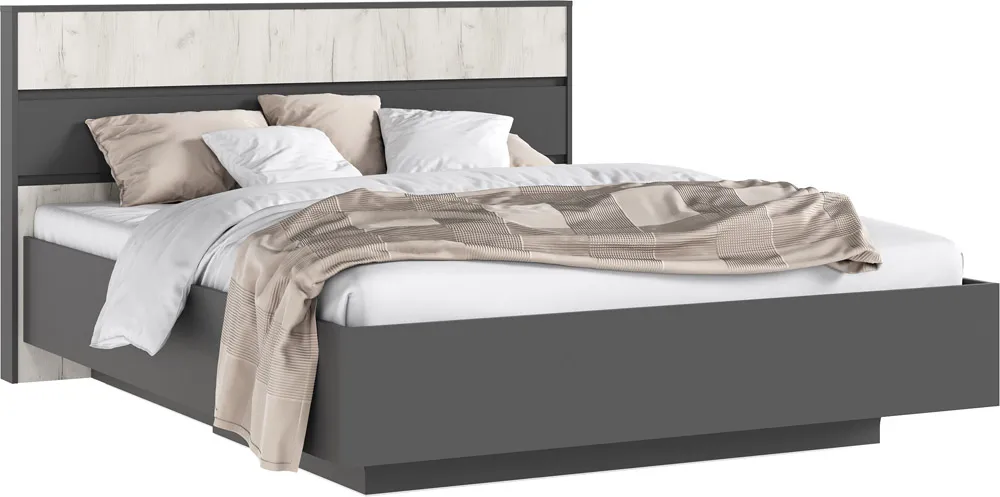 Роджина Кровать парящая 1,6м (ортопед дерево) (Дуб Крафт Белый/Графит, Графит)