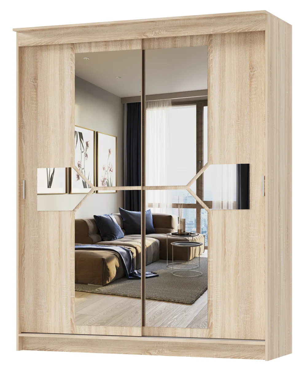 Шкаф-купе  2,0 м с зеркалом Фаворит Дуб Сонома