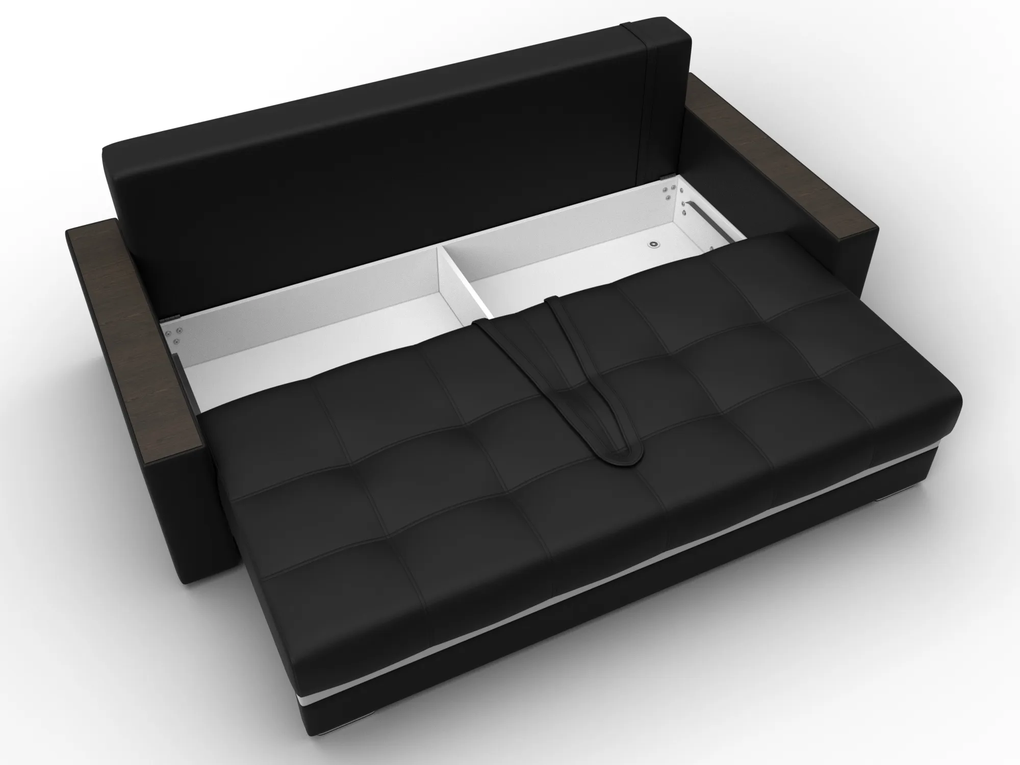 Диван прямой с декором Лига-096 НПБ ( Черный;Белый )