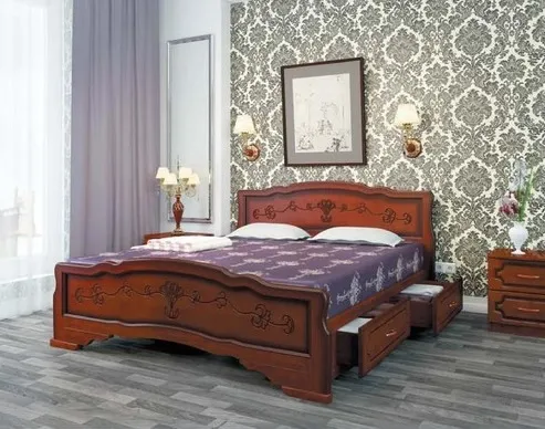 Кровать из массива Карина-6 с ящиками (160*200)