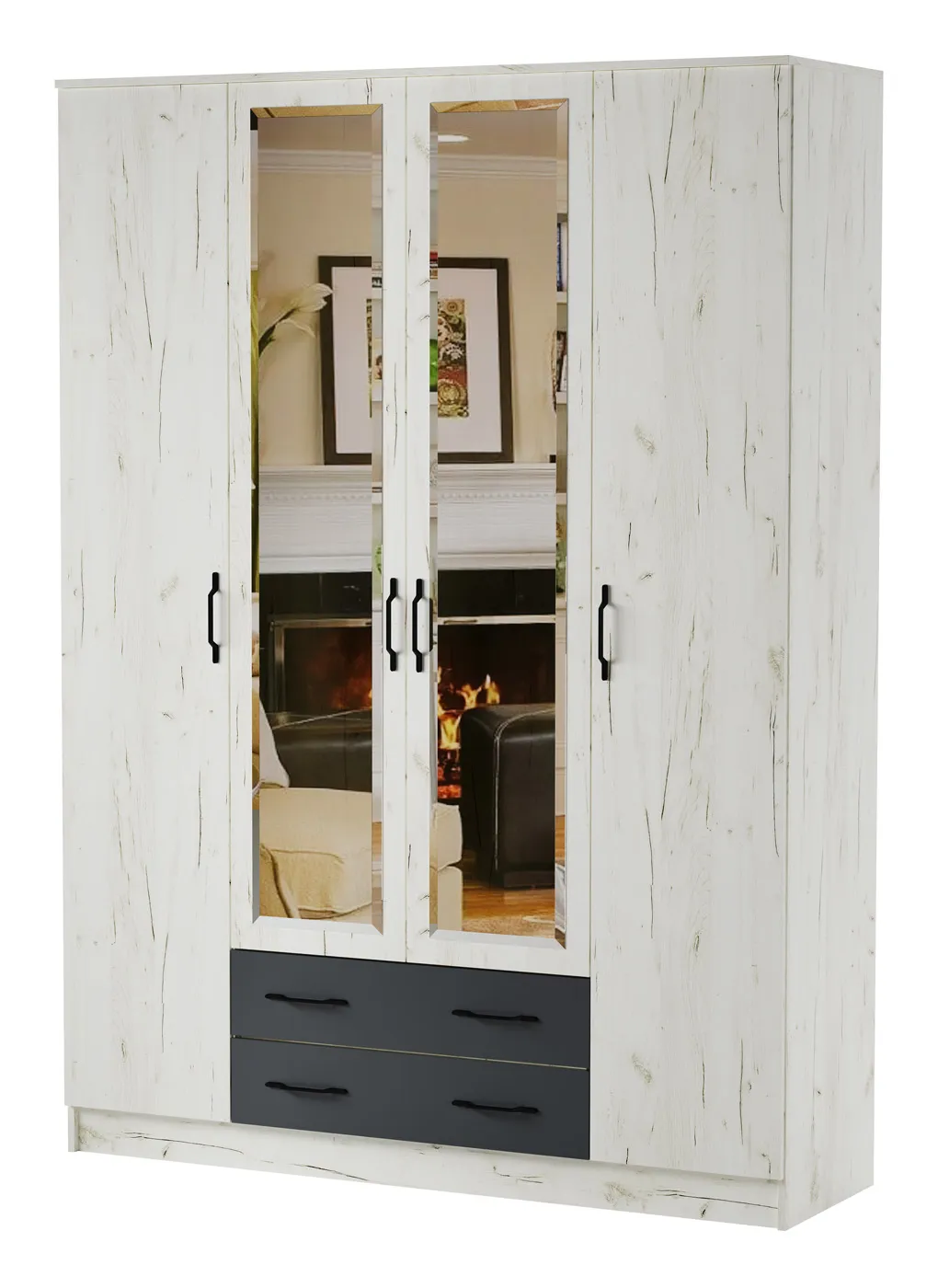 Шкаф Угловой Беатрис Крафт белый-Антрацит