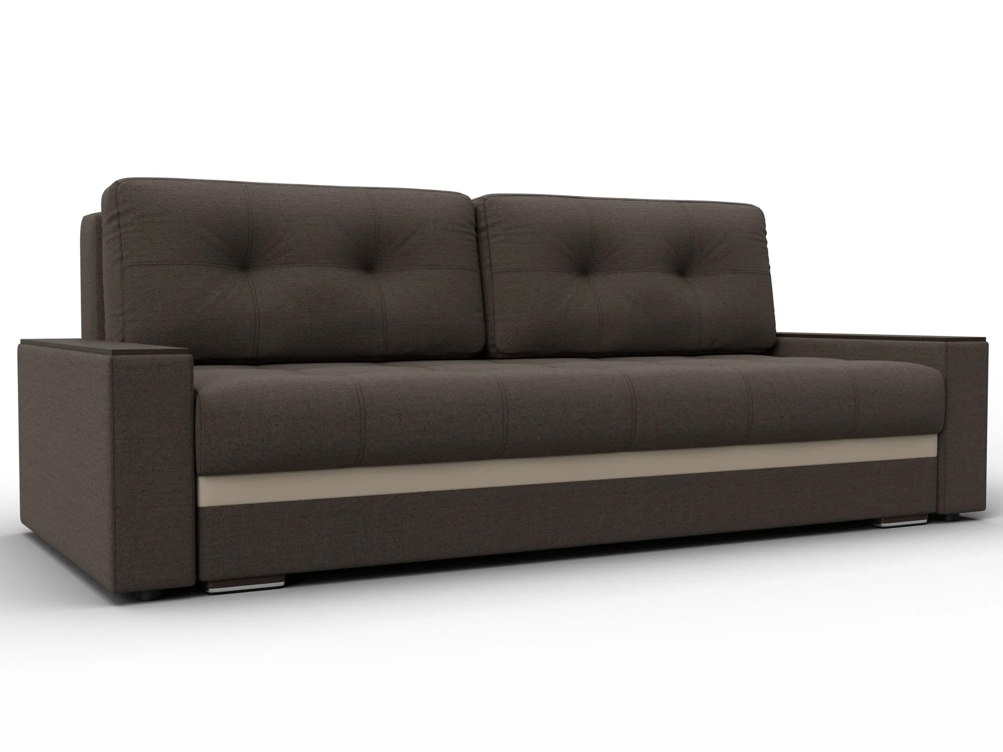 Диван прямой с декором Лига-096 НПБ ( Амур 05 коричневый;бежевый )