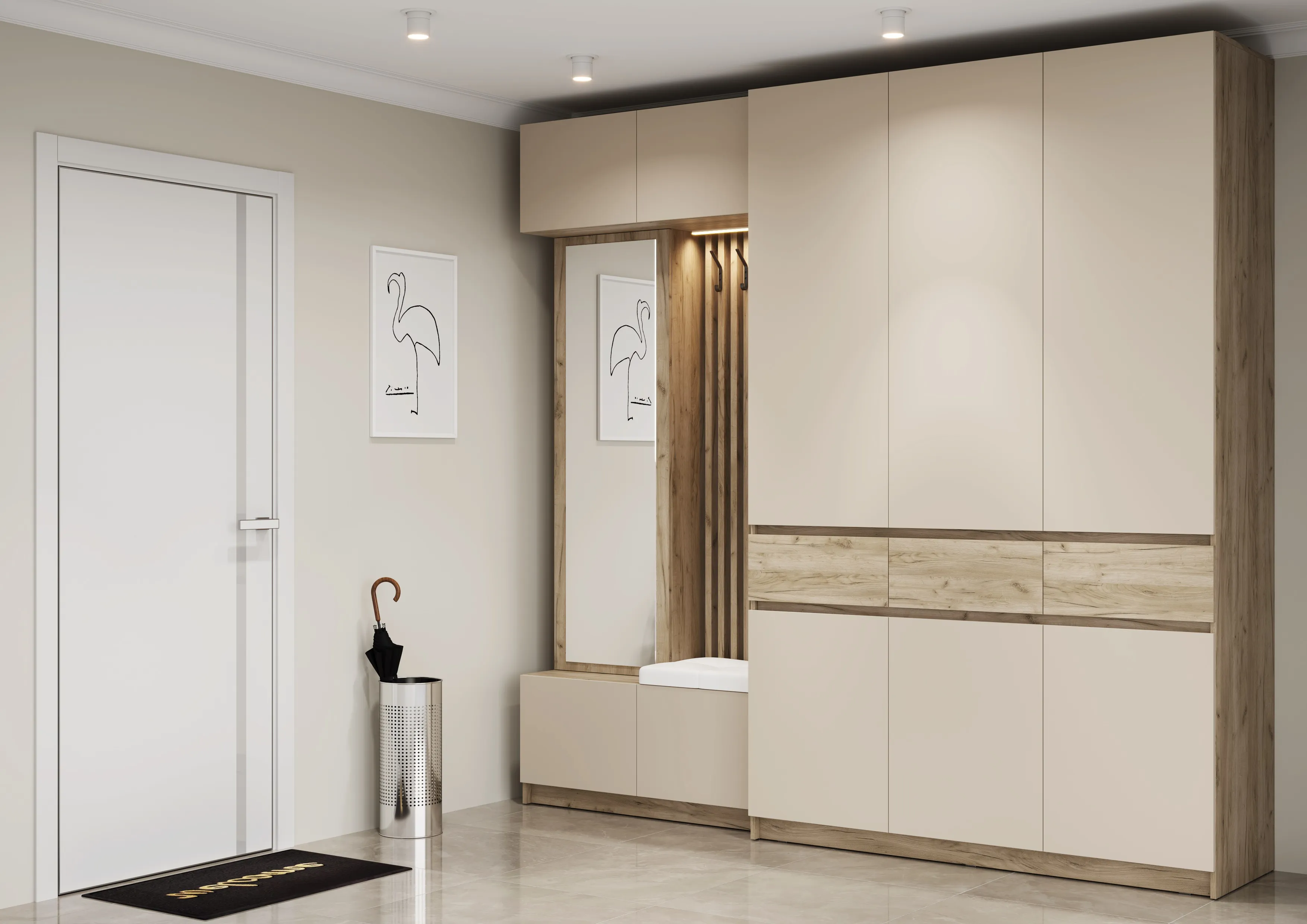 Прихожая Бостон со шкафом ШК-002 (ЛДСП Кашемир)