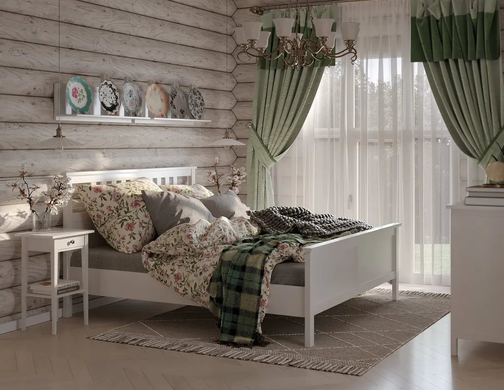 Кровать 160х200 «Кантри» арт.410065002300 /Белый лак/ (без основания)