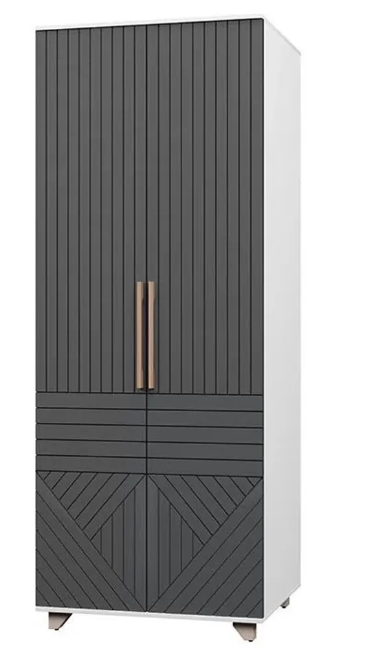 Шкаф 2-х створчатый Копенгаген (белый/серый графит)