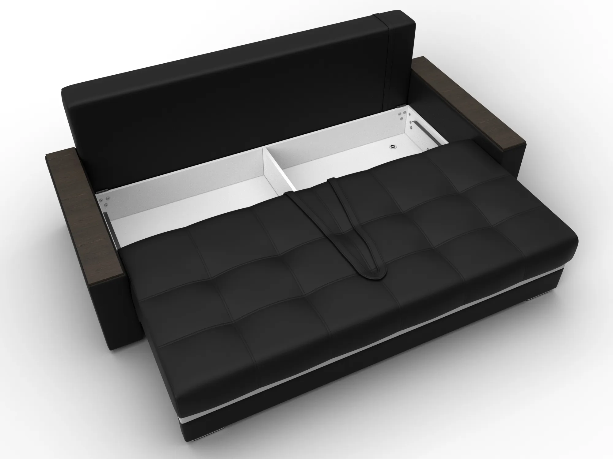 Диван прямой с декором Лига-096 НПБ ( Черный;Белый )