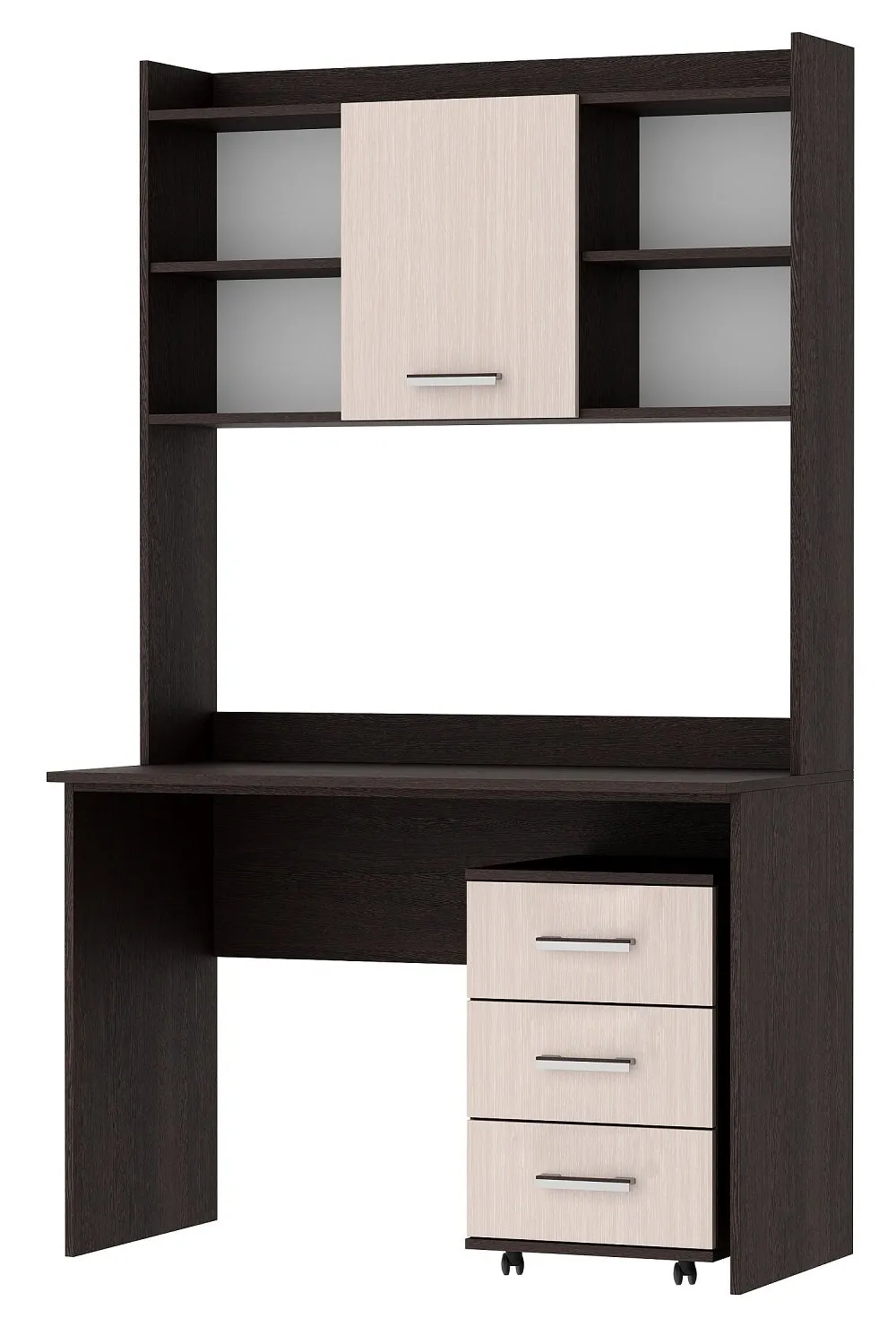 Компьютерный стол ПКС-9 с надстройкой и выкатной тумбой Венге-Белфорт