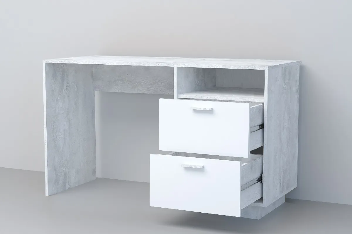 Стол Письменный СТ-3 ПД Эго Бетон Светлый/Белый Глянец