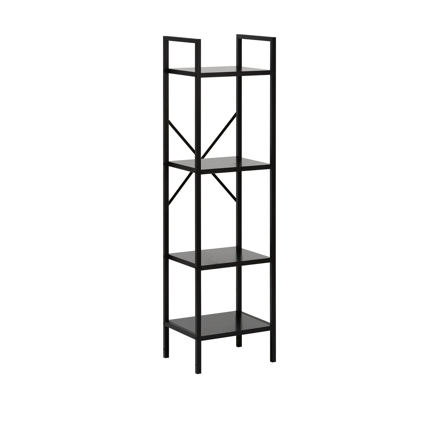 Стеллаж Leset Стилвуд 14 узкий, 4 полки (Чёрный/Чёрный)