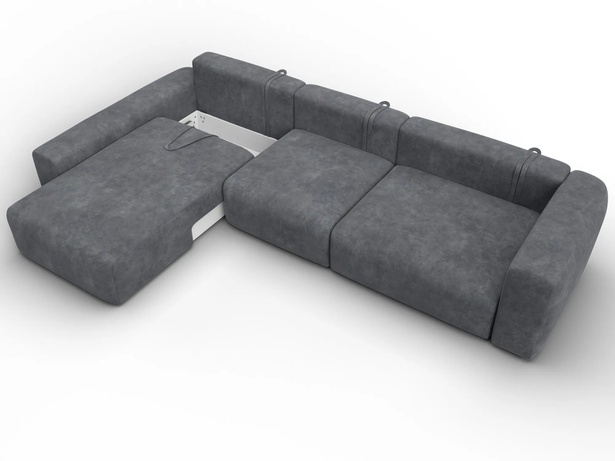 Диван угловой Лига-066 НПБ Лонг угол левый ( BRUT 16 темно-серый )