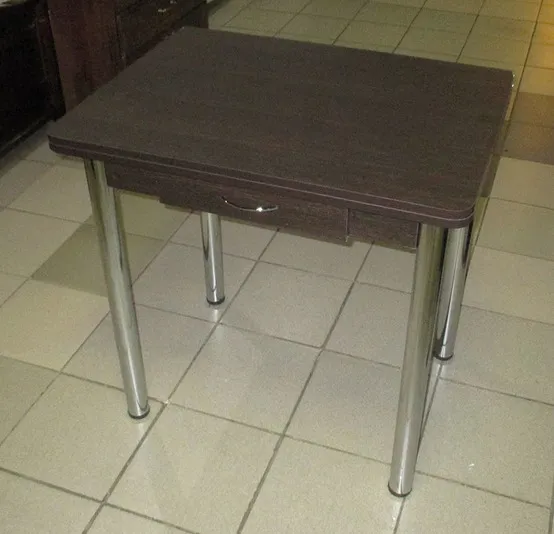 Стол Ломберный поворотно-раскладной с ящиком 780*580 (венге) ножки хром