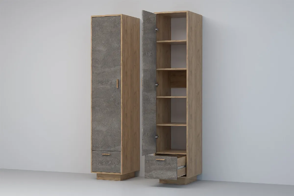 Пенал П-1 ПД Эго  Дуб Крафт Золотой/Камень Темный