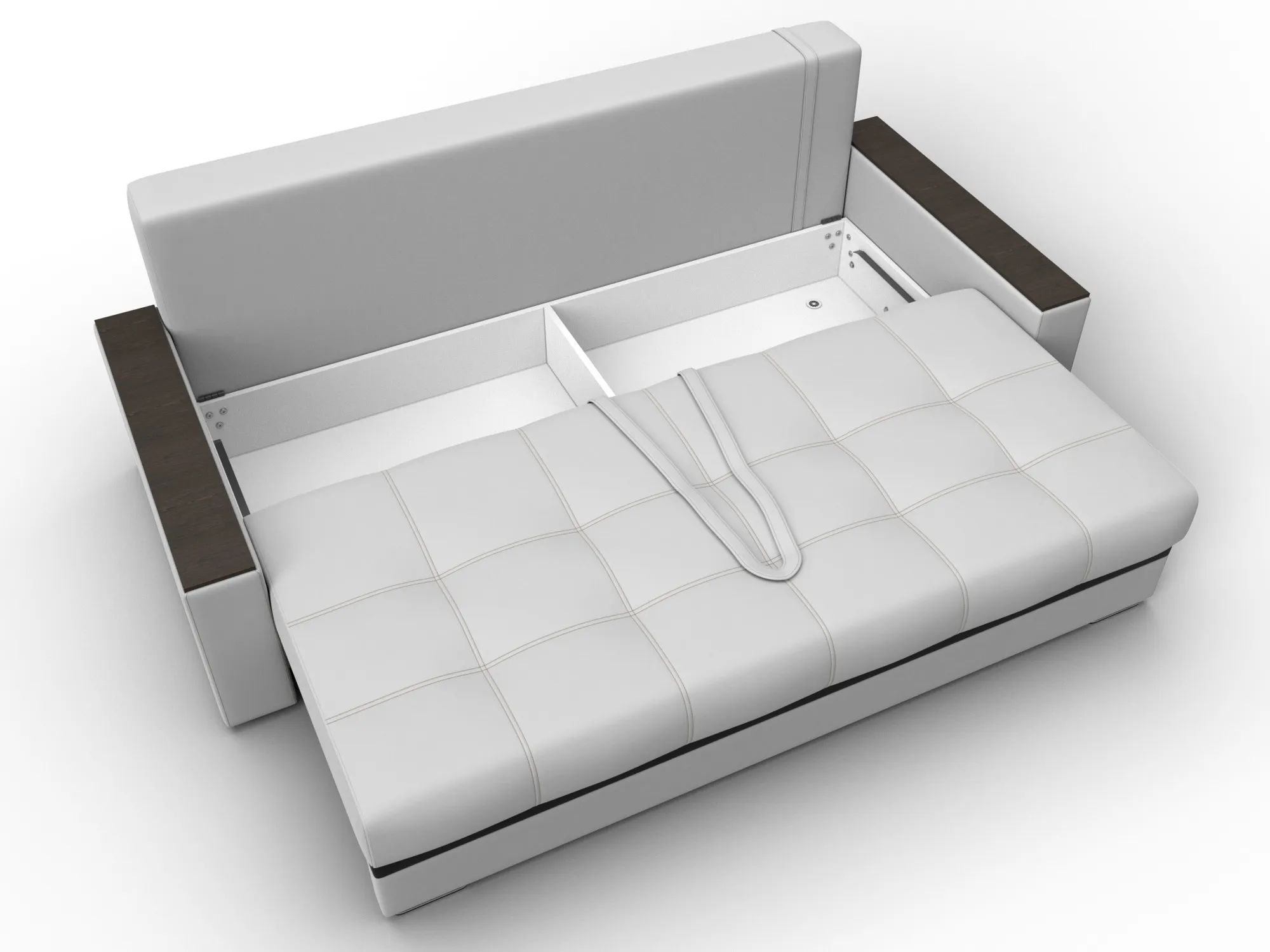 Диван прямой с декором Лига-096 НПБ ( Белый;Черный )