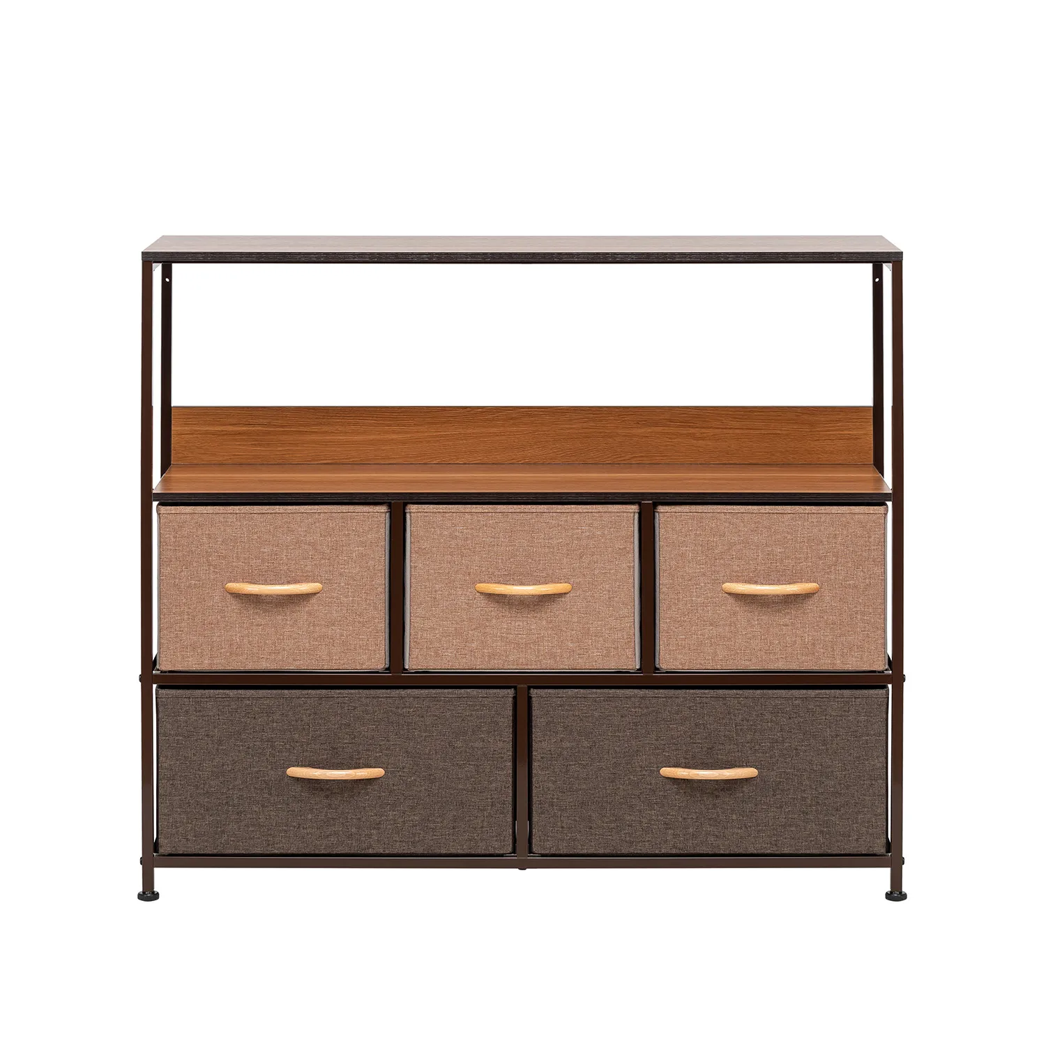 Комод Leset Локи 5 ящиков с полкой (Коричневый/Бежевый, светло-коричневый, темно-коричневый/Красный клён)