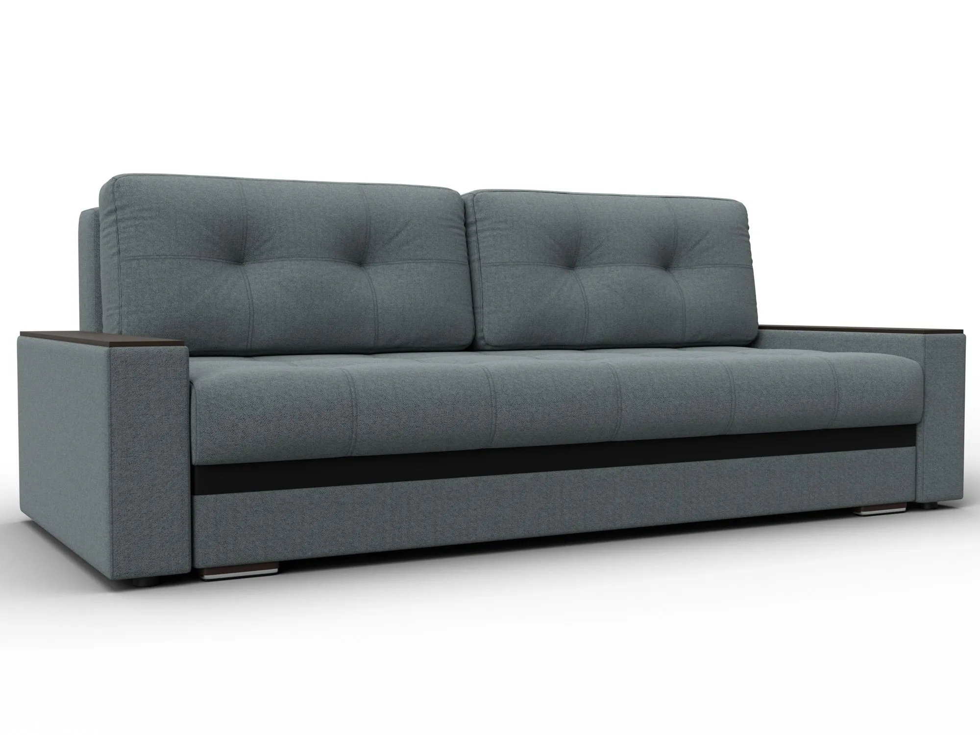 Диван прямой с декором Лига-096 НПБ ( Амур 07 серый;черный )