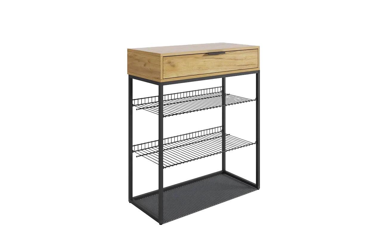 Обувница Краш черный муар/дуб крафт золотой