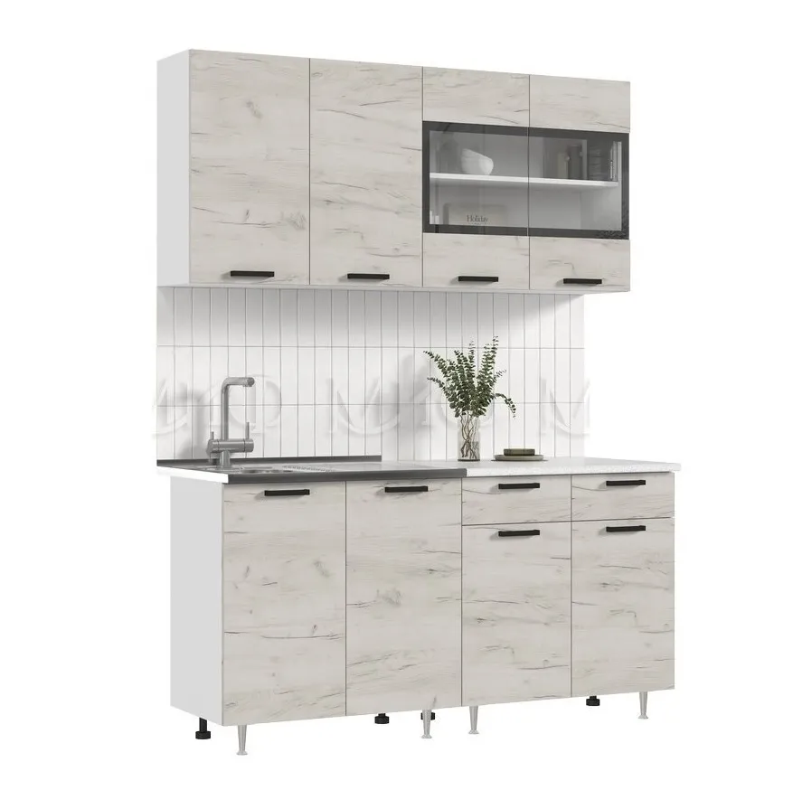 Кухня Рио New 1,6 (490) ЛДСП Дуб крафт белый, Белый (Антарес)