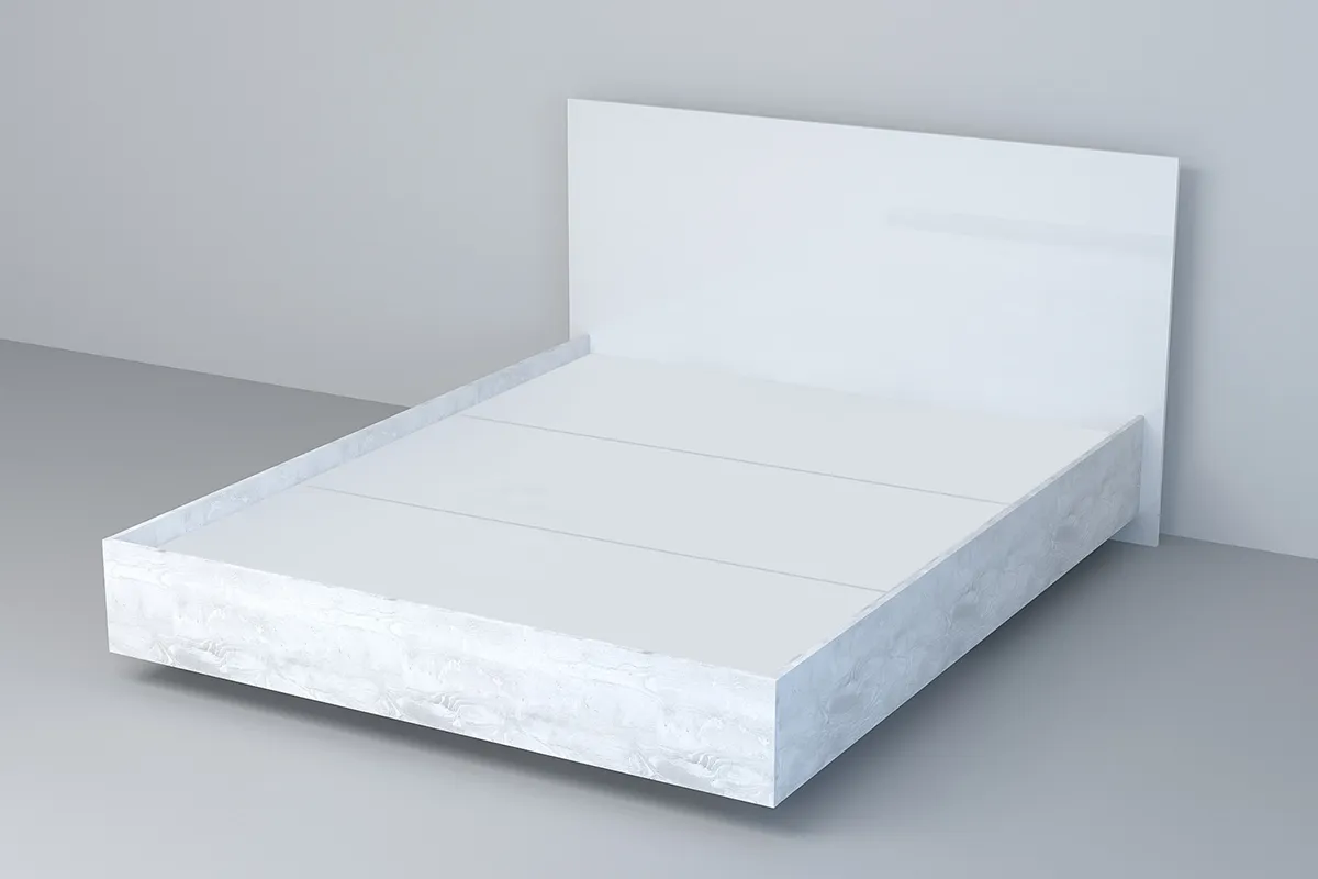 Кровать 031 Эго Бетон Светлый/Белый Глянец (ЛДСП) ЛН 1400х2000