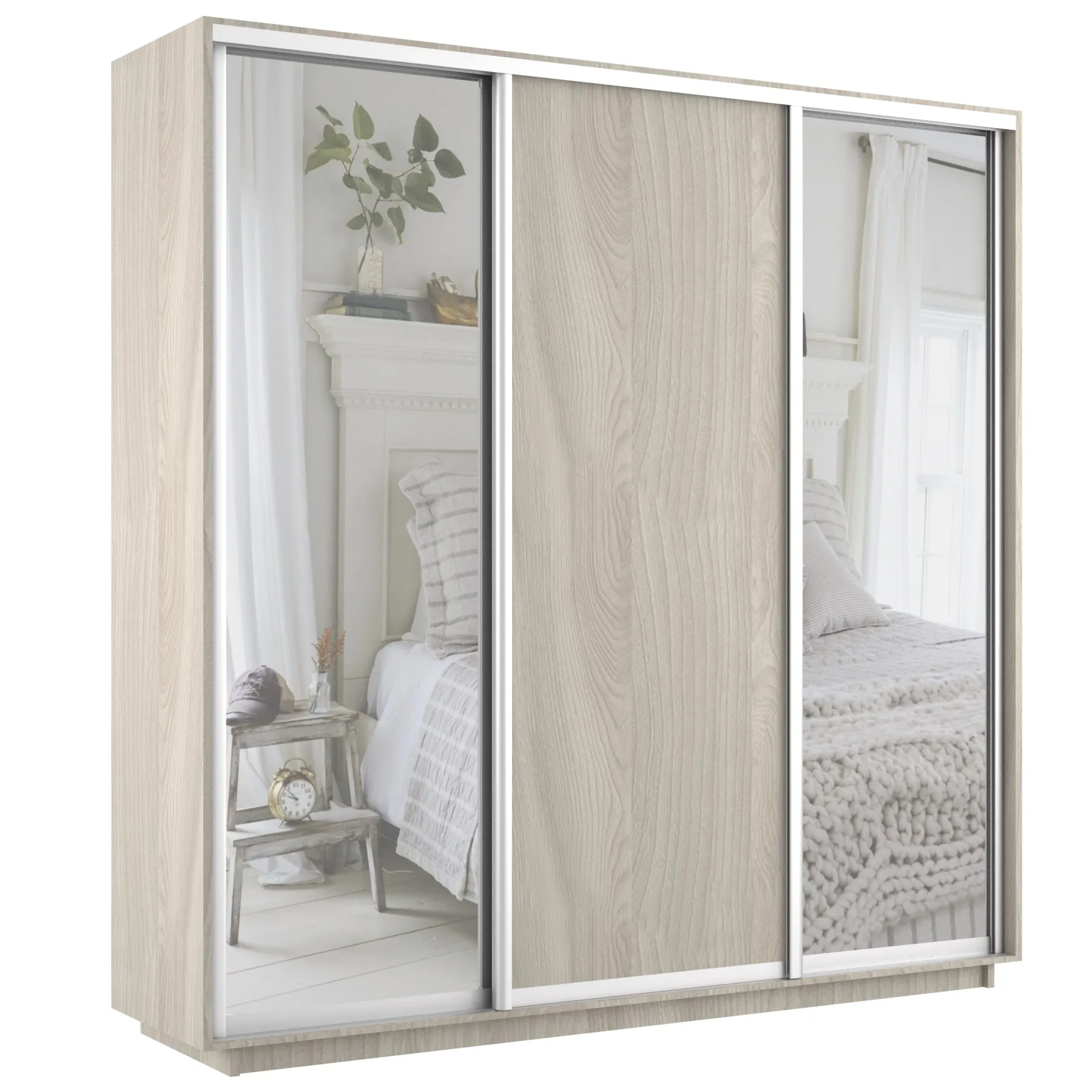 Шкаф-купе Экспресс трио 2 зеркала 1800 (ясень шимо)