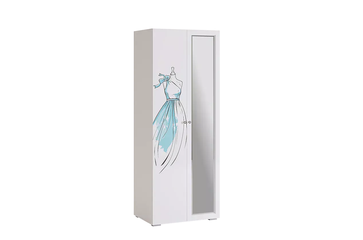 Шкаф 2-створчатый Гламур  белый/белый глянец