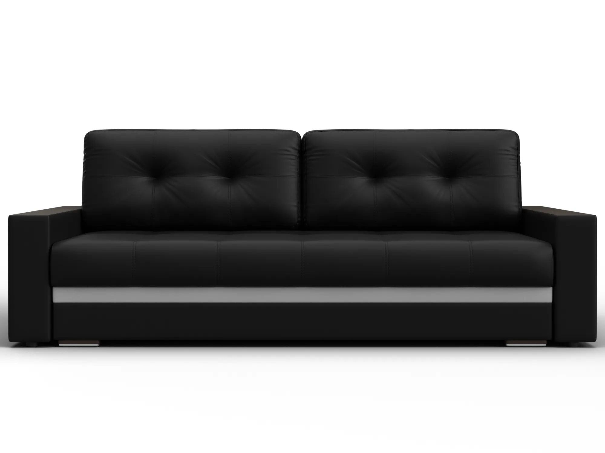 Диван прямой с декором Лига-096 НПБ ( Черный;Белый )