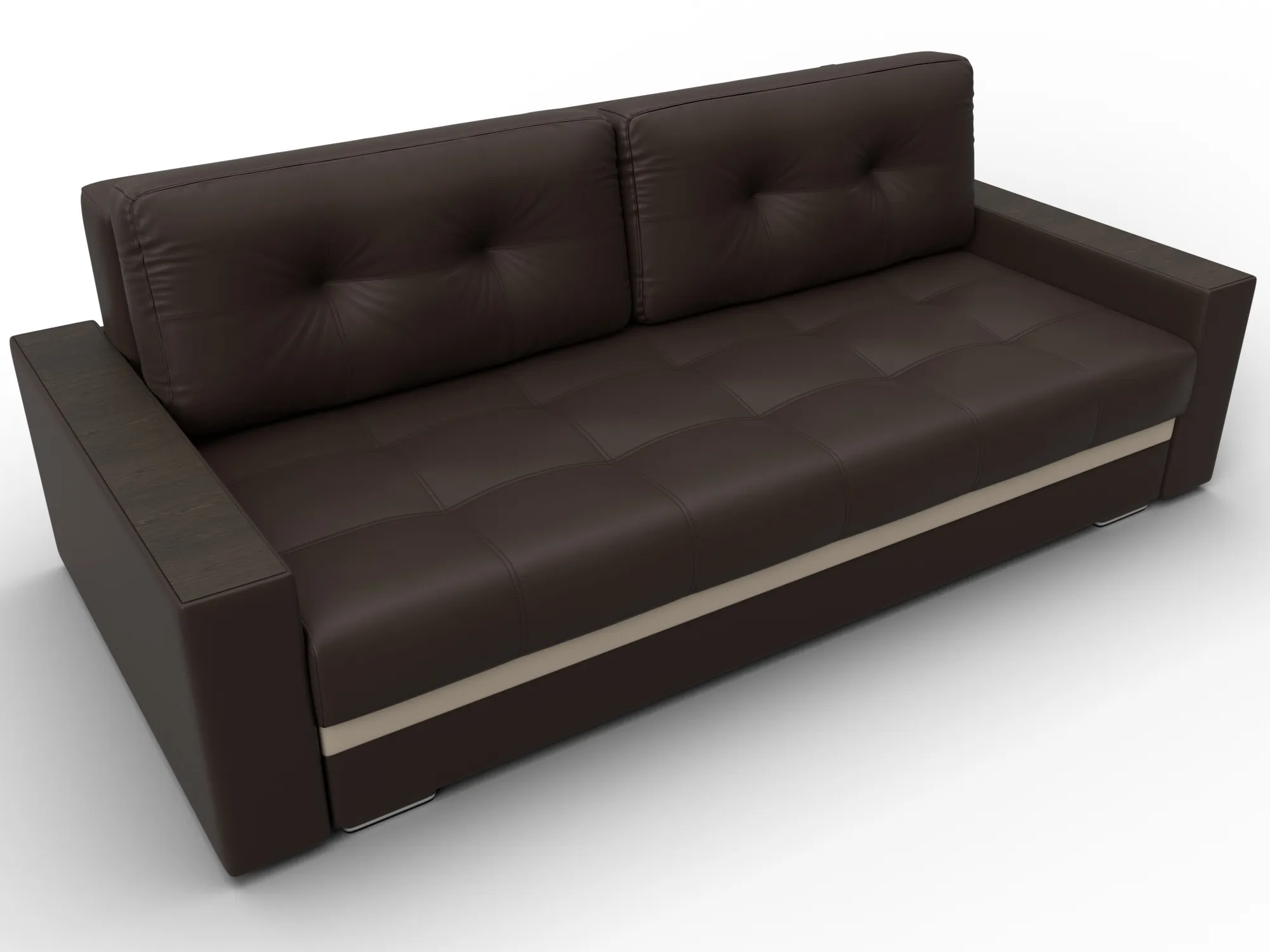 Диван прямой с декором Лига-096 НПБ ( Коричневый;Бежевый )