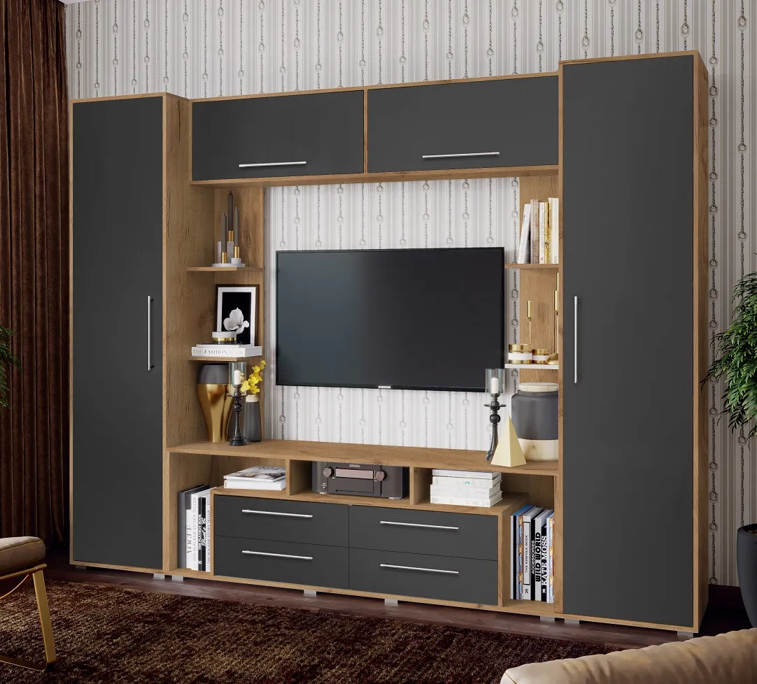 Гостиная Гармония МДФ Дуб крафт/Графит софт