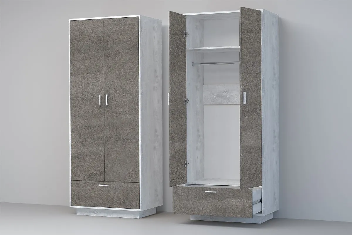 Шкаф ШК-1 ПД Эго Бетон Светлый/Камень Темный
