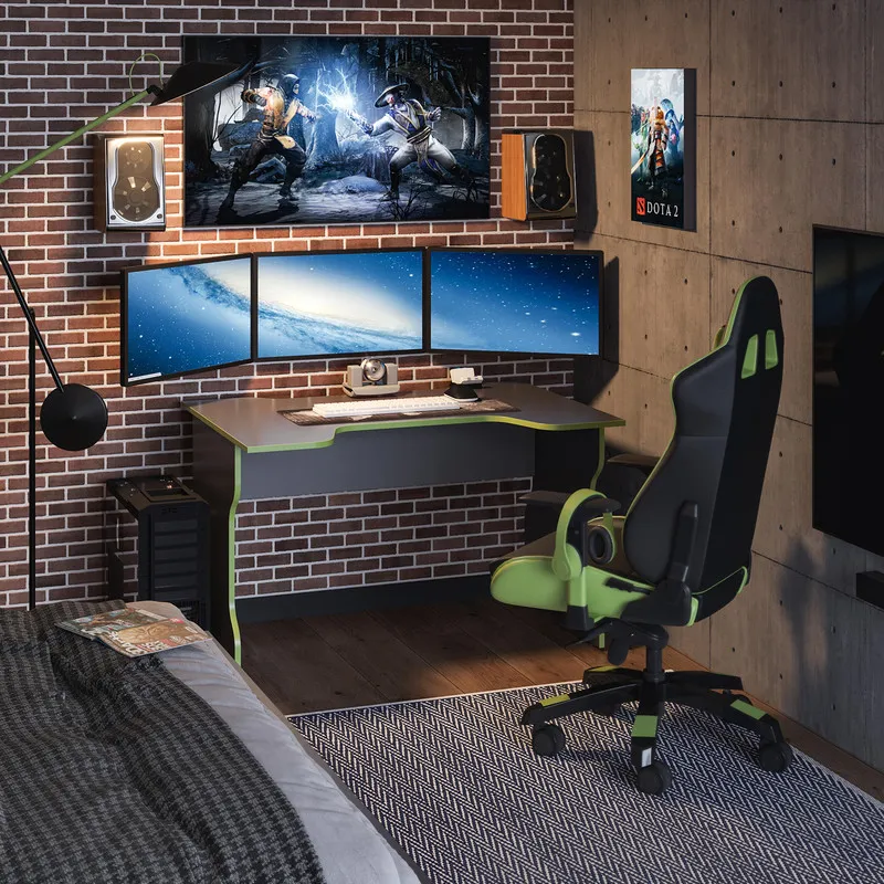 S00562 ВАРДИГ К1 стол компьютерный 120x75x82, антрацит/лайм