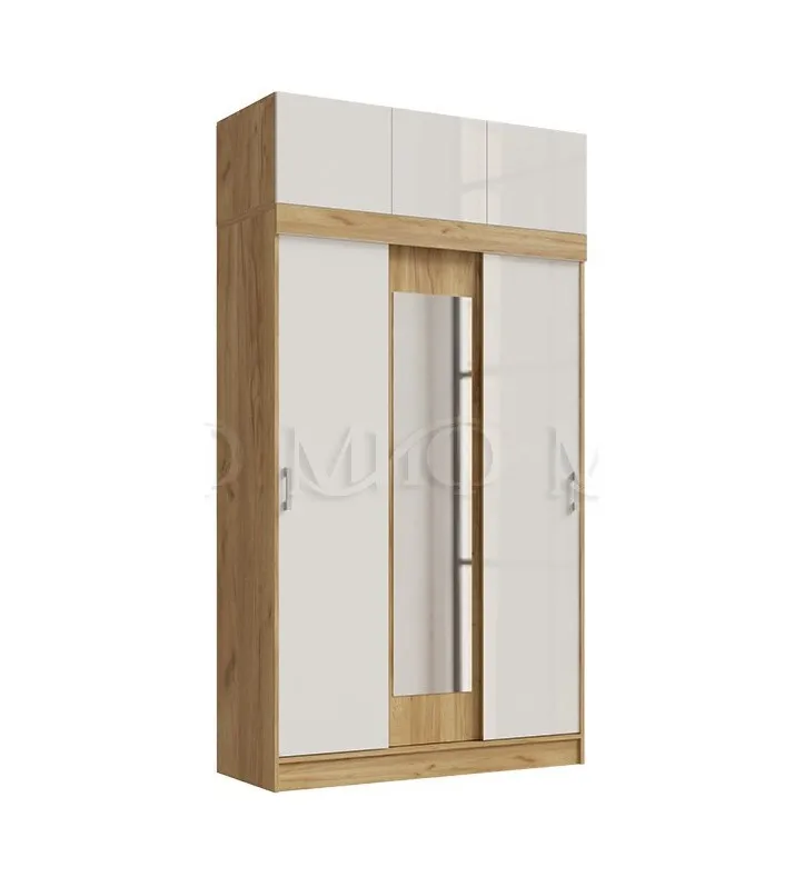 Шкаф-купе с антресолью Роджина/Бася (крафт золотой/белый глянец)