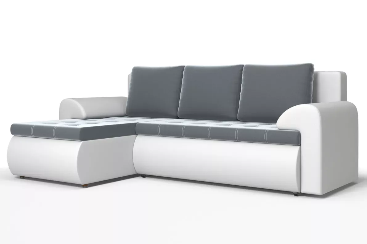 Угловой диван Ванкувер (левый) Белый, Серый