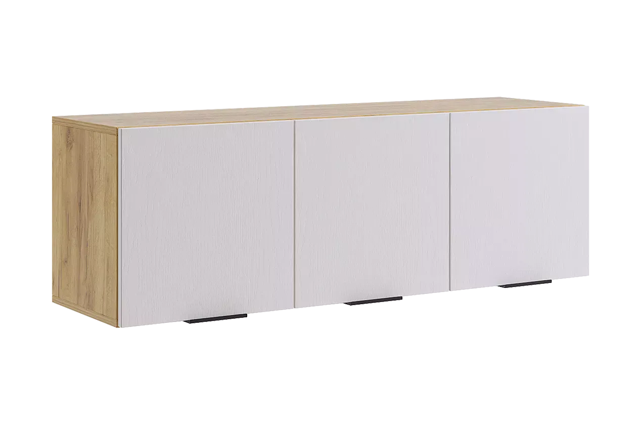 Антресоль Бери  трехдверная дуб крафт золотой/белое дерево