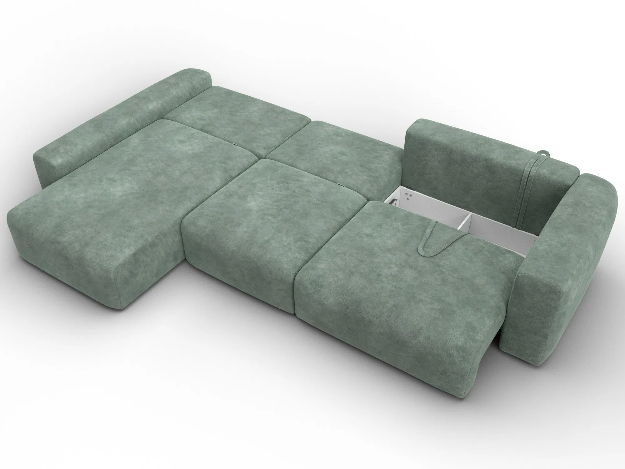 Диван угловой Лига-066 НПБ Лонг угол левый ( BRUT 08 зеленый )