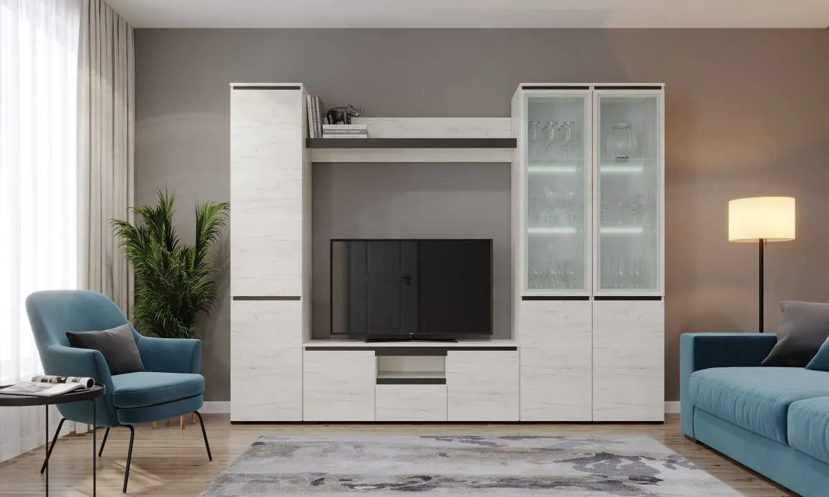 Гостиная  ГРЕТТА Дуб Крафт белый - Антрацит №1