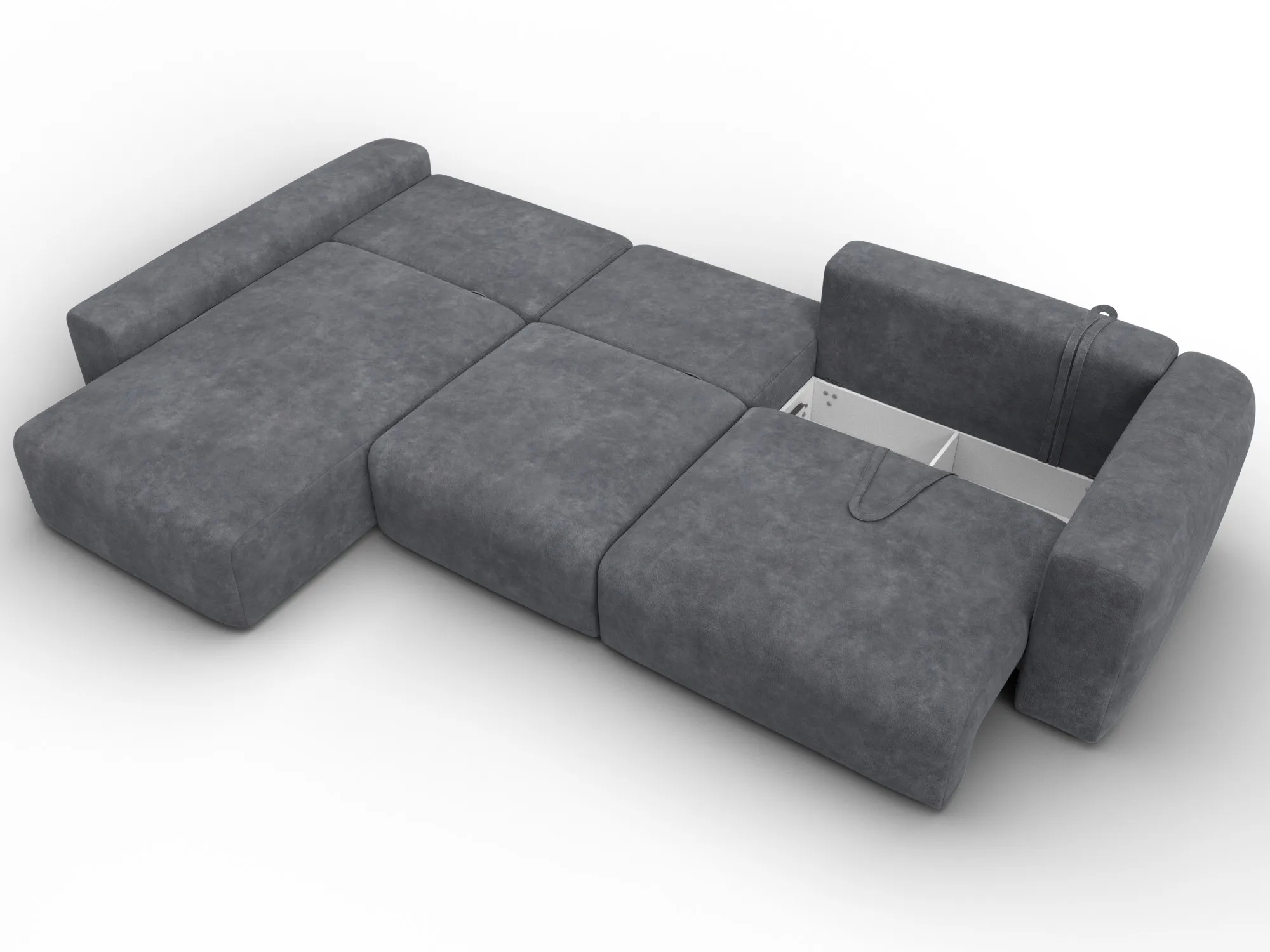 Диван угловой Лига-066 НПБ Лонг угол левый ( BRUT 16 темно-серый )