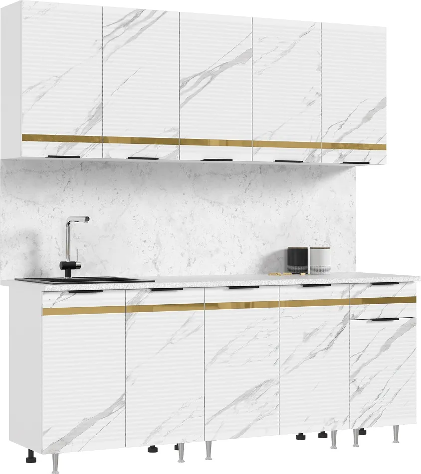 Кухонный гарнитур Милена 2,0 (мрамор белый софт)
