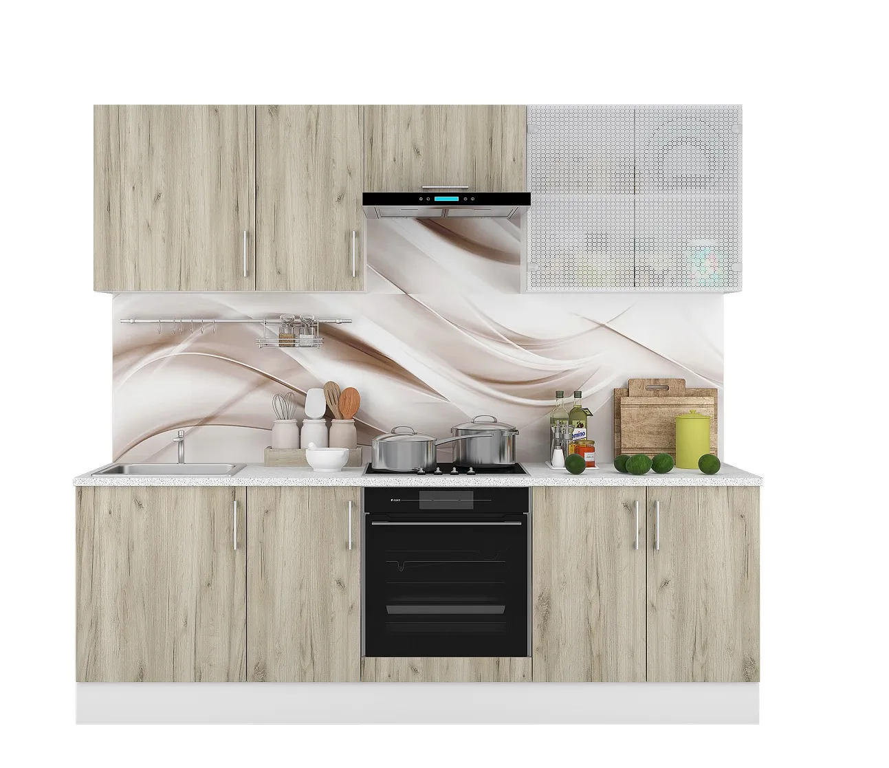 Кухня Европа 2,4 с витриной (крафт серый)