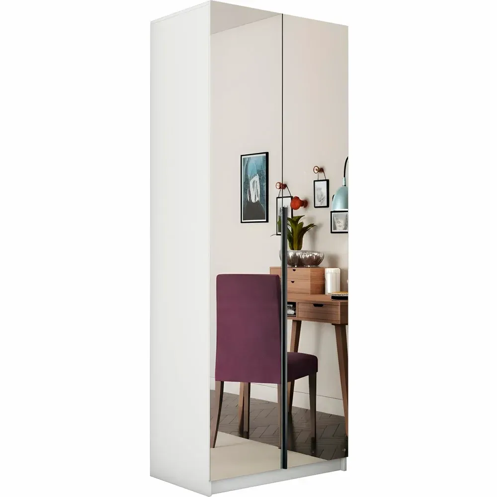 Шкаф  распашной  Локер 2-х дверный  с зеркалом 5 полок, 2 ящика 100 см.